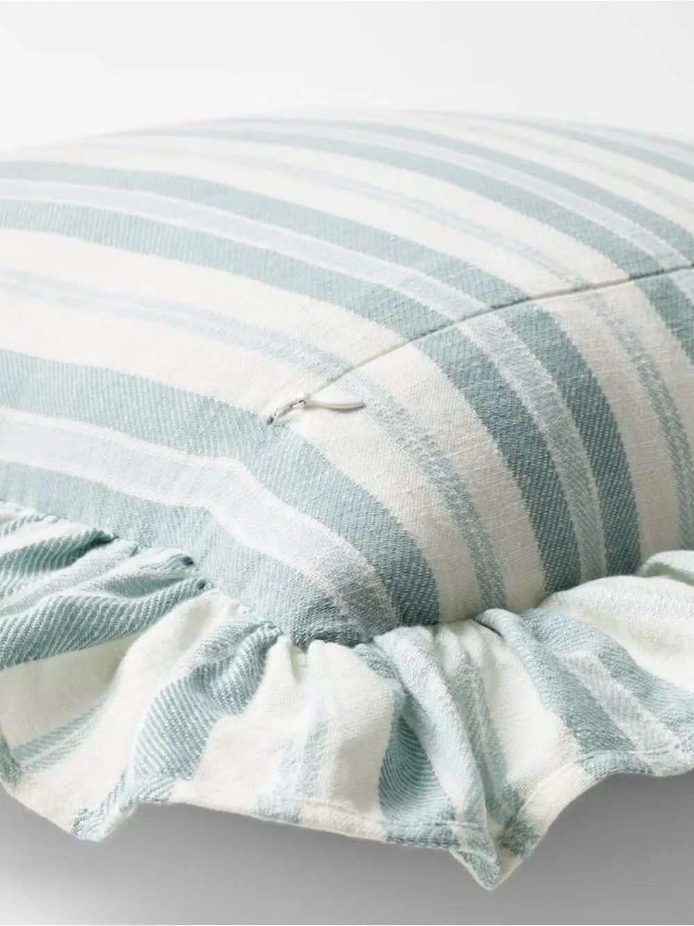 Square Woven Stripe Throw Pillow with Ruffle Blue/Ivory - Threshold Studio McGee